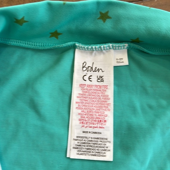 Mini Boden teal gold Star zip front long sleeve one piece rash guard swim suit - Picture 6 of 8